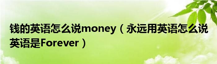 钱的英语怎么说money（永远用英语怎么说 英语是Forever）