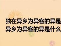 独在异乡为异客的异是什么意思异乡的异是什么意思（独在异乡为异客的异是什么意思）