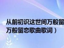 从前初识这世间万般留恋是什么歌谁唱的（从前初识这世间万般留恋歌曲歌词）