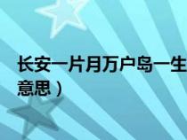 长安一片月万户岛一生是谁的诗（长安一片月万户捣衣声的意思）