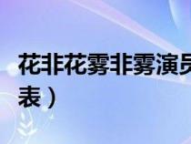 花非花雾非雾演员表全部（花非花雾非雾演员表）