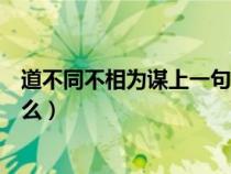 道不同不相为谋上一句怎么说（道不同不相为谋下一句是什么）