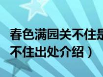 春色满园关不住是出自哪一首诗（春色满园关不住出处介绍）