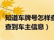 知道车牌号怎样查到车主（知道车牌号怎么能查到车主信息）