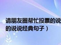 请朋友圈帮忙投票的说说经典句子搞笑（请朋友圈帮忙投票的说说经典句子）