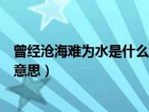 曾经沧海难为水是什么意思（男人说曾经沧海难为水是什么意思）