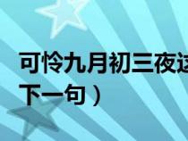 可怜九月初三夜这首古诗（可怜九月初三夜的下一句）