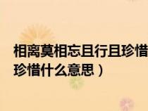 相离莫相忘且行且珍惜意思是什么意思（相离莫相忘且行且珍惜什么意思）