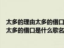 太多的理由太多的借口是什么歌名是什么歌曲（太多的理由太多的借口是什么歌名）