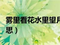 雾里看花水里望月（雾里看花水中望月什么意思）