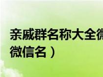 亲戚群名称大全微信名霸气（亲戚群名称大全微信名）