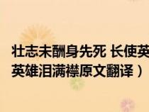 壮志未酬身先死 长使英雄泪满襟意思（壮志未酬身先死常使英雄泪满襟原文翻译）