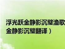 浮光跃金静影沉璧渔歌互答此乐何极翻译成现代文（浮光跃金静影沉璧翻译）