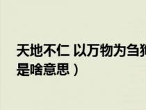 天地不仁 以万物为刍狗 什么意思（天地不仁以万物为刍狗是啥意思）