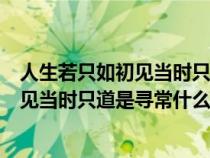 人生若只如初见当时只道是寻常是什么意思（人生若只如初见当时只道是寻常什么意思）