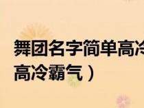 舞团名字简单高冷霸气带符号（舞团名字简单高冷霸气）