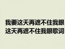 我要这天再遮不住我眼 我要这地再埋不了我心什么歌（我要这天再遮不住我眼歌词）