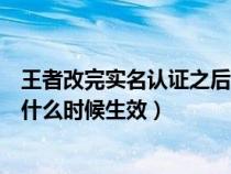 王者改完实名认证之后即时生效吗（王者荣耀实名认证改完什么时候生效）