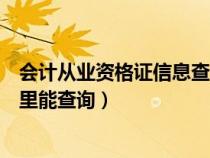 会计从业资格证信息查询在哪里（会计从业资格证查询在哪里能查询）