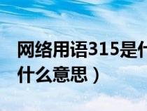 网络用语315是什么意思呢（网络用语315是什么意思）