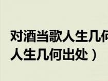 对酒当歌人生几何是出自哪一首诗（对酒当歌人生几何出处）