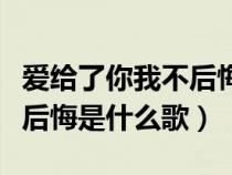 爱给了你我不后悔是什么歌词（爱给了你我不后悔是什么歌）