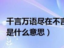 千言万语尽在不言中是什么意思（尽在不言中是什么意思）