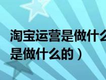 淘宝运营是做什么的工作工资多少（淘宝运营是做什么的）