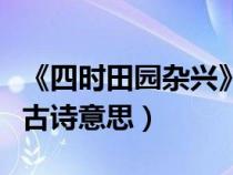 《四时田园杂兴》全诗的意思（四时田园杂兴古诗意思）