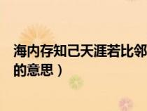 海内存知己天涯若比邻的意思视频（海内存知己天涯若比邻的意思）