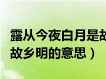 露从今夜白月是故乡明赏评（露从今夜白月是故乡明的意思）