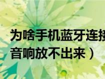 为啥手机蓝牙连接音响不能放（手机蓝牙连上音响放不出来）