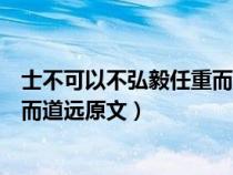 士不可以不弘毅任重而道远什么意思（士不可以不弘毅任重而道远原文）