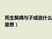 死生契阔与子成说什么意思这句话（死生契阔与子成说什么意思）