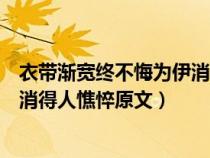 衣带渐宽终不悔为伊消得人憔悴全词（衣带渐宽终不悔为伊消得人憔悴原文）