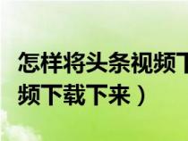 怎样将头条视频下载到手机（如何把头条的视频下载下来）