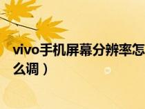 vivo手机屏幕分辨率怎么调最合适（vivo手机屏幕分辨率怎么调）