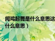 闻鸡起舞是什么意思这个故事对我有什么启发（闻鸡起舞是什么意思）