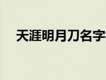 天涯明月刀名字符号（天涯明月刀名字）