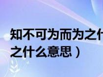 知不可为而为之什么意思解释（知不可为而为之什么意思）