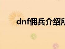 dnf佣兵介绍所梦露（dnf佣兵介绍）