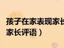 孩子在家表现家长评语一年级（孩子在家表现家长评语）