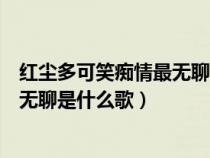 红尘多可笑痴情最无聊是什么歌的歌词（红尘多可笑痴情最无聊是什么歌）