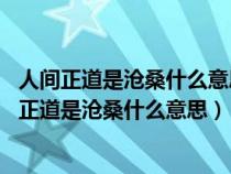 人间正道是沧桑什么意思这句话 什么司令各吹各的号（人间正道是沧桑什么意思）