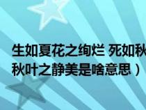 生如夏花之绚烂 死如秋叶之静美出处（生如夏花之绚烂死如秋叶之静美是啥意思）