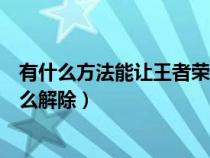 有什么方法能让王者荣耀限时的方法解除（王者荣耀限时怎么解除）