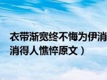 衣带渐宽终不悔为伊消得人憔悴翻译（衣带渐宽终不悔为伊消得人憔悴原文）