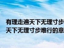 有理走遍天下无理寸步难行的意思是什么猫小帅（有理走遍天下无理寸步难行的意思是什么）