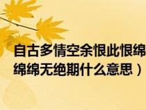 自古多情空余恨此恨绵绵无绝期全诗（自古多情空余恨此恨绵绵无绝期什么意思）