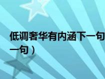 低调奢华有内涵下一句高端大气上档次（低调奢华有内涵下一句）